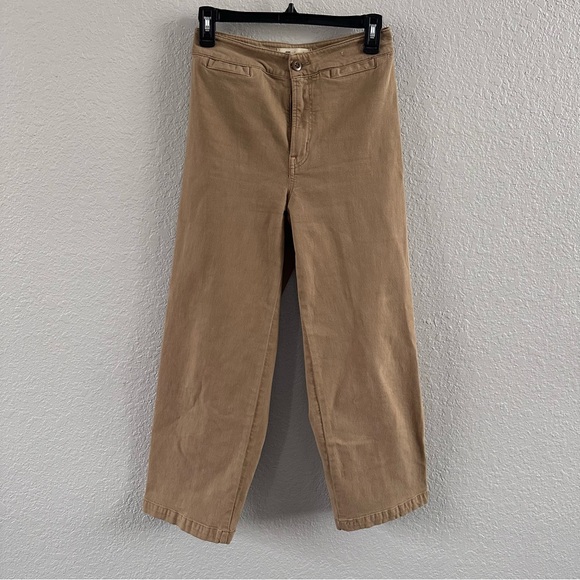 Madewell Curvy Emmett Wide Leg Pants 26 Camel High Rise Cotton Stretch SP24 - Picture 2 of 11